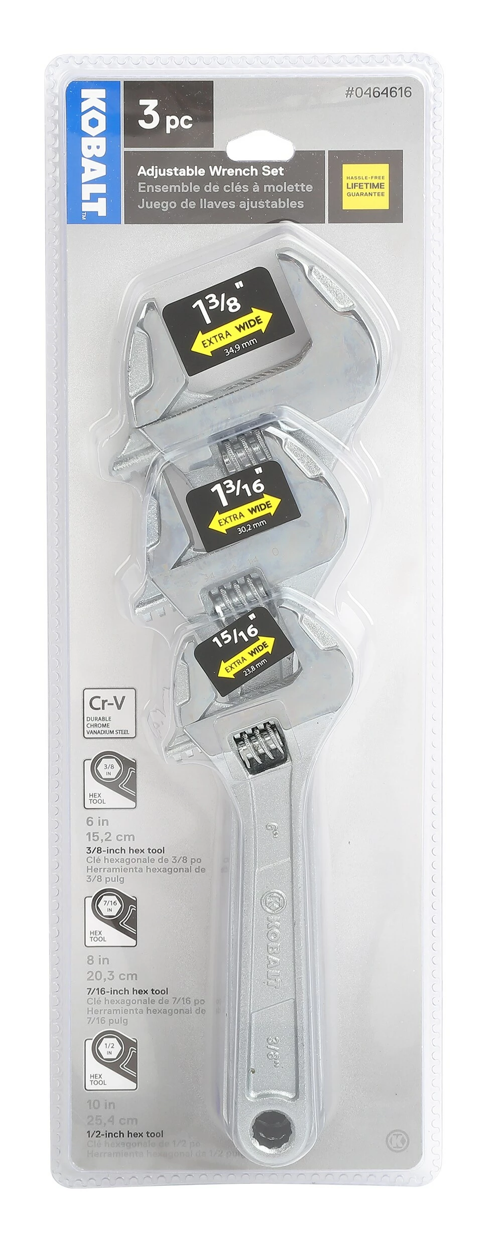 Kobalt Adjustable Wrenches 3-Piece Chrome Vanadium Steel Adjustable Wrench Set 2 Kobalt Adjustable Wrenches 3-Piece Chrome Vanadium Steel Adjustable Wrench Set - Image 2