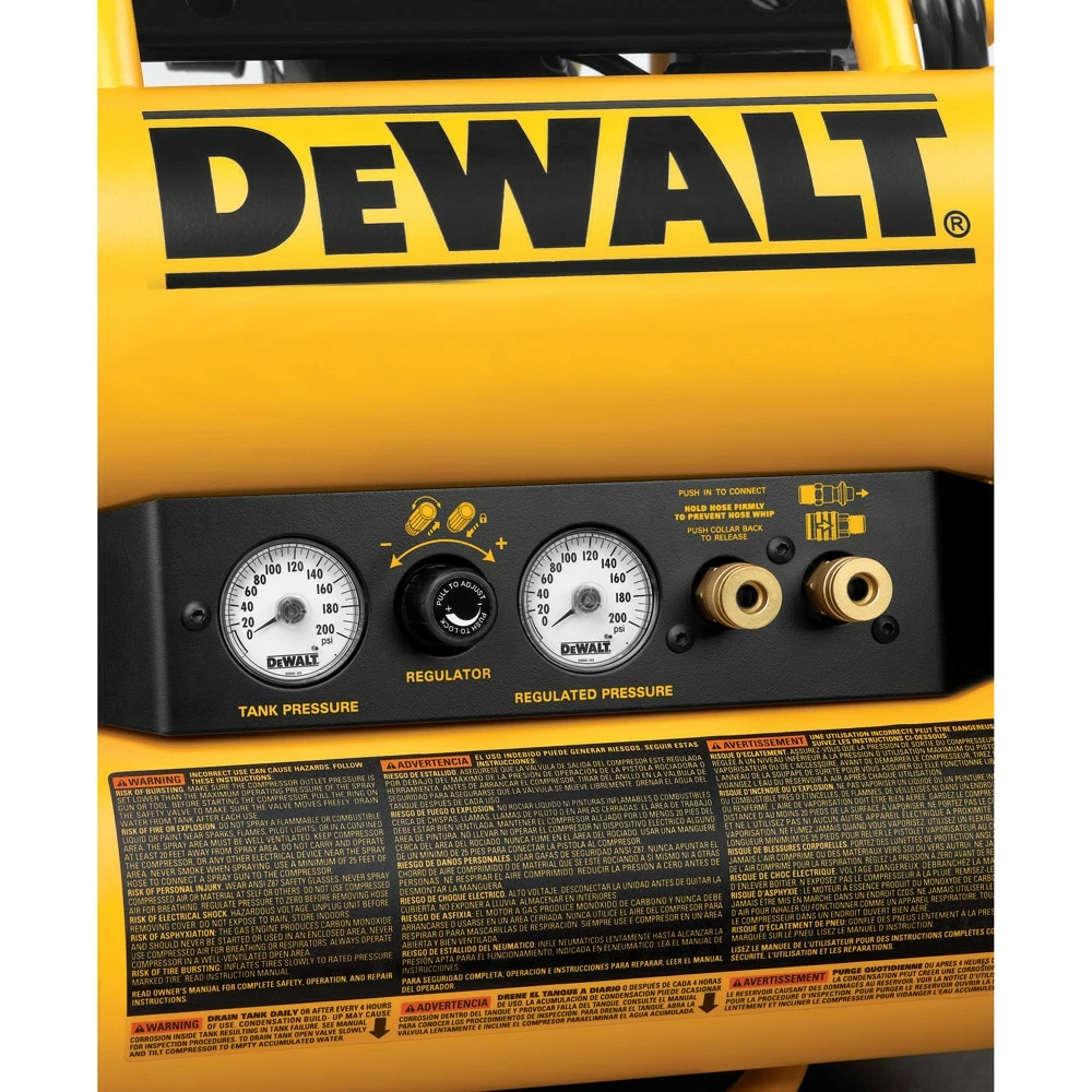 DEWALT Air Compressors 4-Gallon Single Stage Portable Electric Twin Stack Air Compressor 8 DEWALT Air Compressors 4-Gallon Single Stage Portable Electric Twin Stack Air Compressor - Image 8