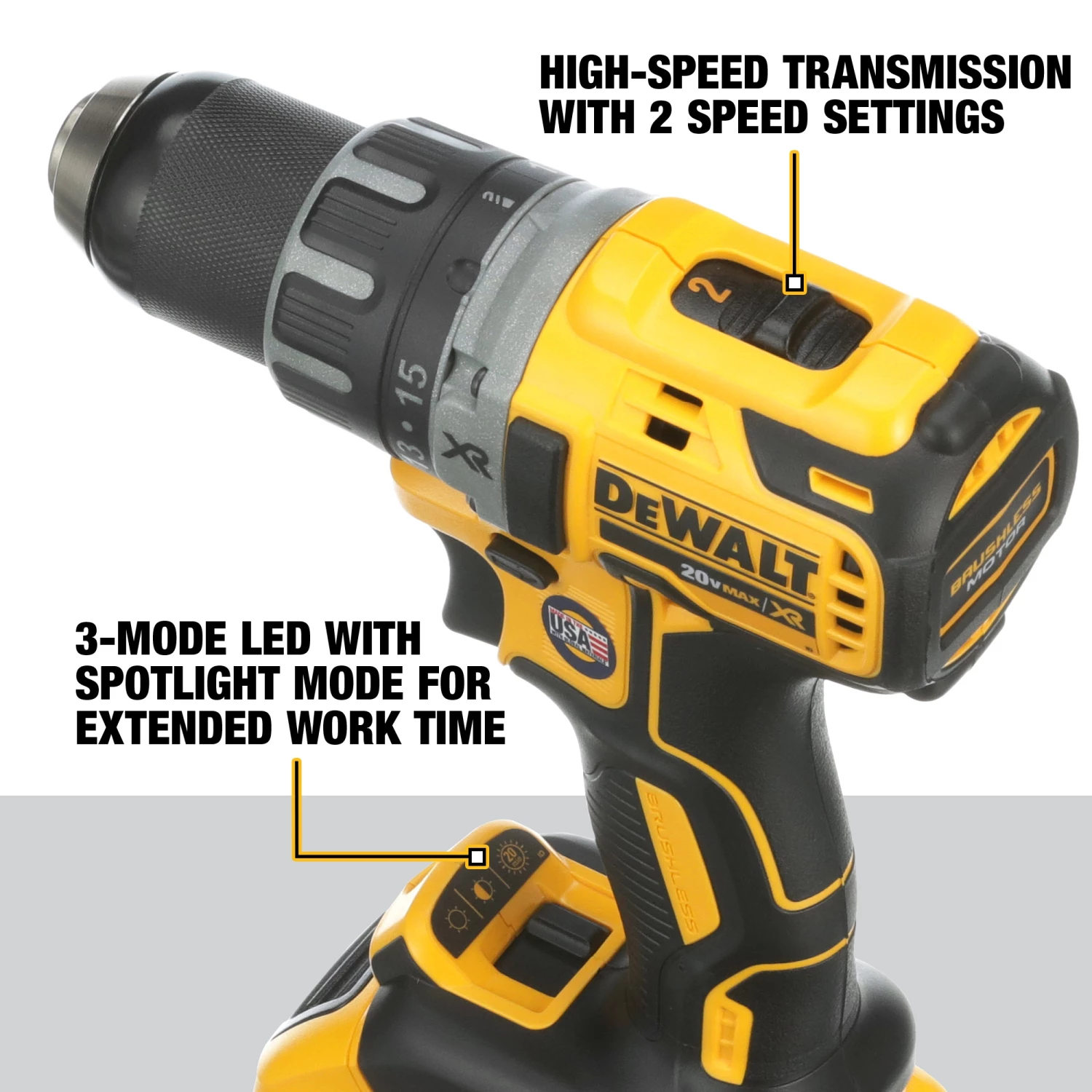 DEWALT Drills XR 20-volt 1/2-in Brushless Cordless Drill (2-Batteries Included and Charger Included) 4 DEWALT Drills XR 20-volt 1/2-in Brushless Cordless Drill (2-Batteries Included and Charger Included) - Image 4