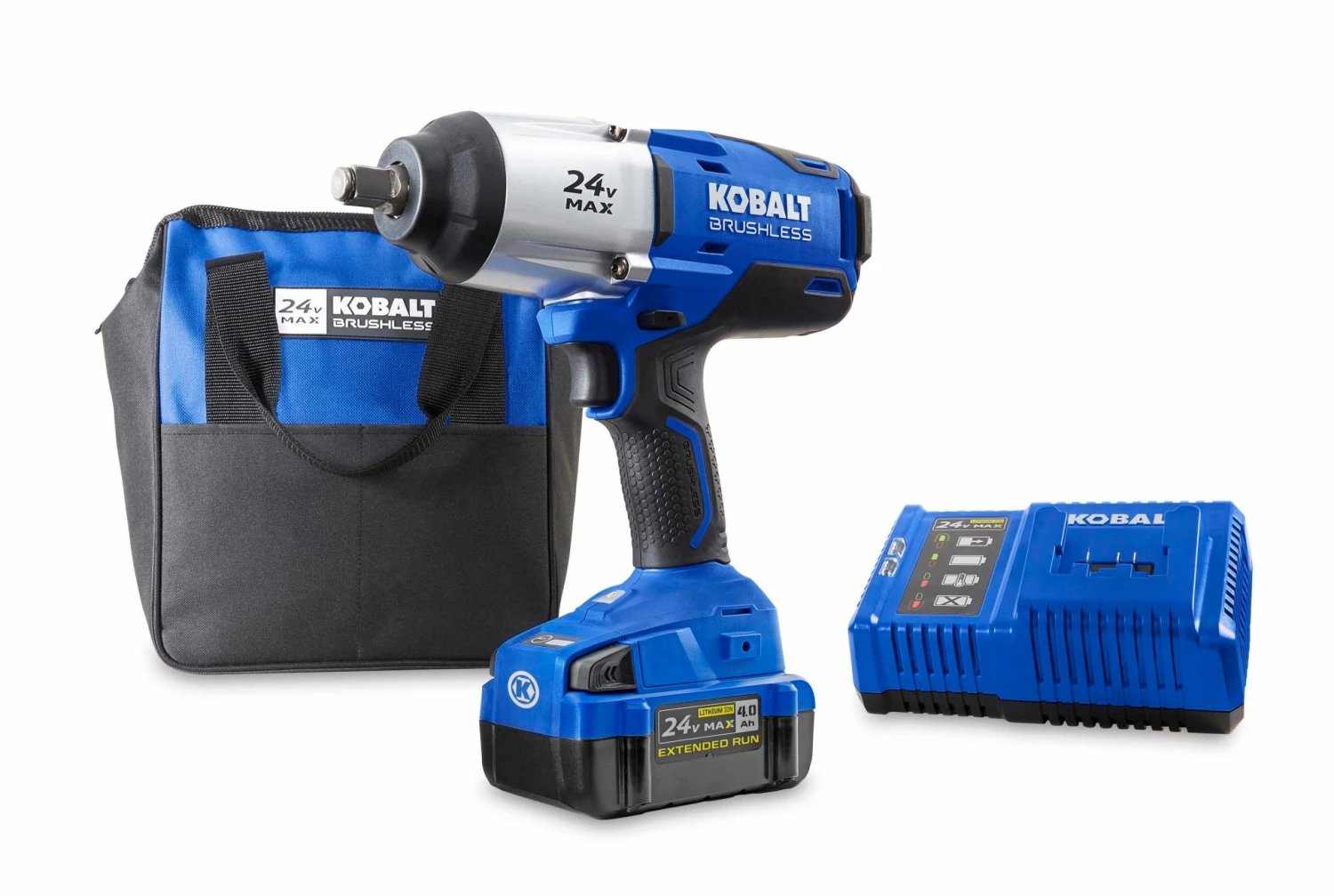 Kobalt Impact Wrenches 24-volt Max Variable Speed Brushless 1/2-in Drive Cordless Impact Wrench (1-Battery Included) 1 Kobalt Impact Wrenches 24-volt Max Variable Speed Brushless 1/2-in Drive Cordless Impact Wrench (1-Battery Included)