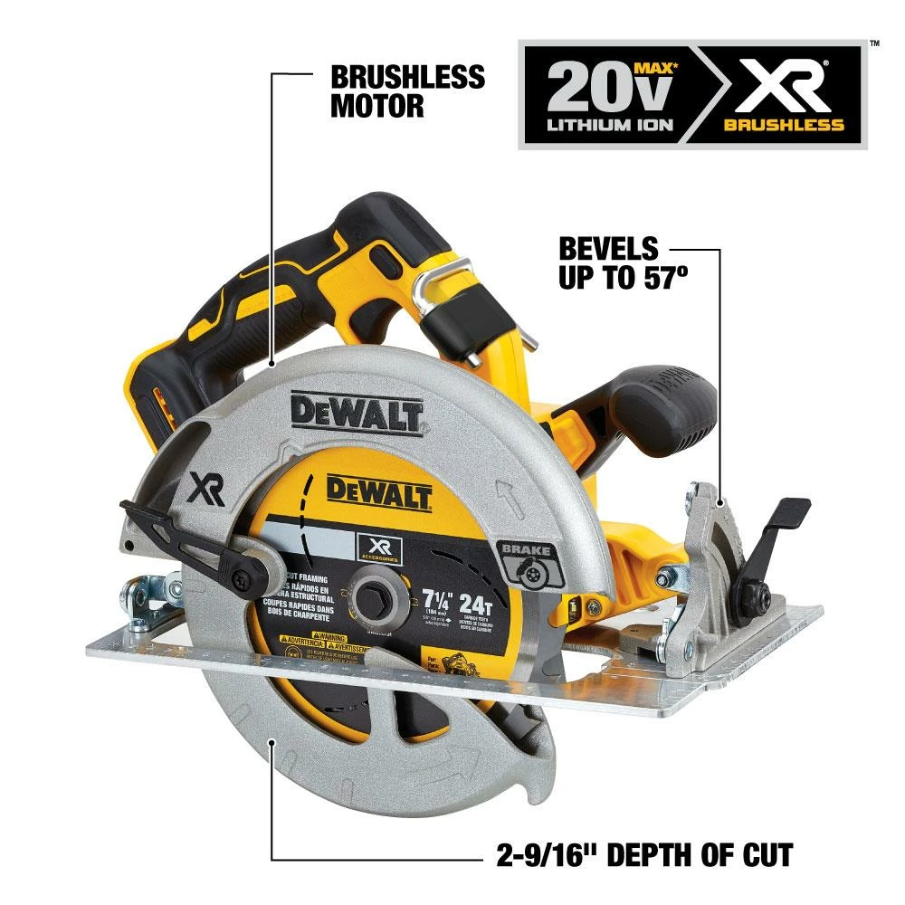 DEWALT Circular Saws XR 20-Volt Max 7-1/4-in Brushless Cordless Circular Saw 2 DEWALT Circular Saws XR 20-Volt Max 7-1/4-in Brushless Cordless Circular Saw - Image 2