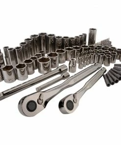 CRAFTSMAN Mechanics Tool Sets 81-Piece Standard (SAE) and Metric Combination Gunmetal Chrome Mechanics Tool Set (1/4-in; 3/8-in)