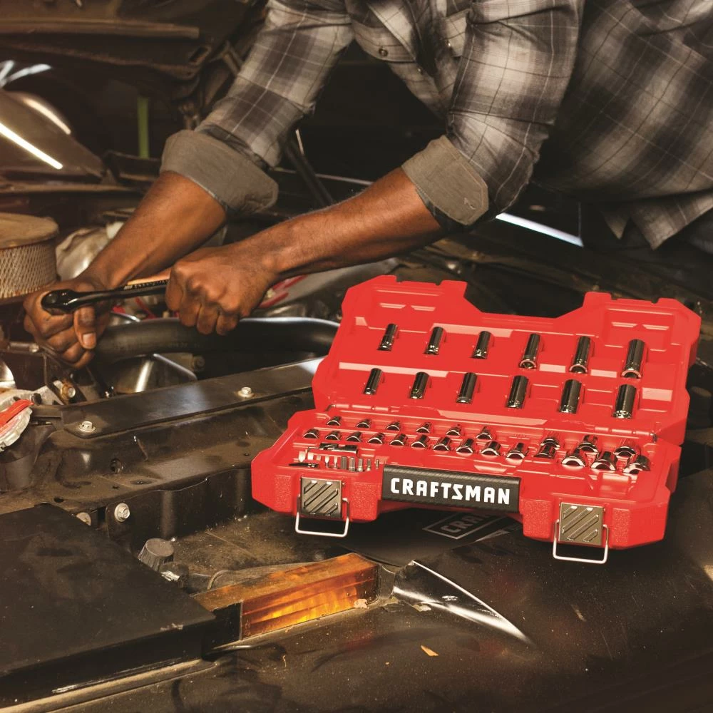 CRAFTSMAN Mechanics Tool Sets 51-Piece Standard (SAE) and Metric Combination Gunmetal Chrome Mechanics Tool Set (3/8-in) 2 CRAFTSMAN Mechanics Tool Sets 51-Piece Standard (SAE) and Metric Combination Gunmetal Chrome Mechanics Tool Set (3/8-in) - Image 2