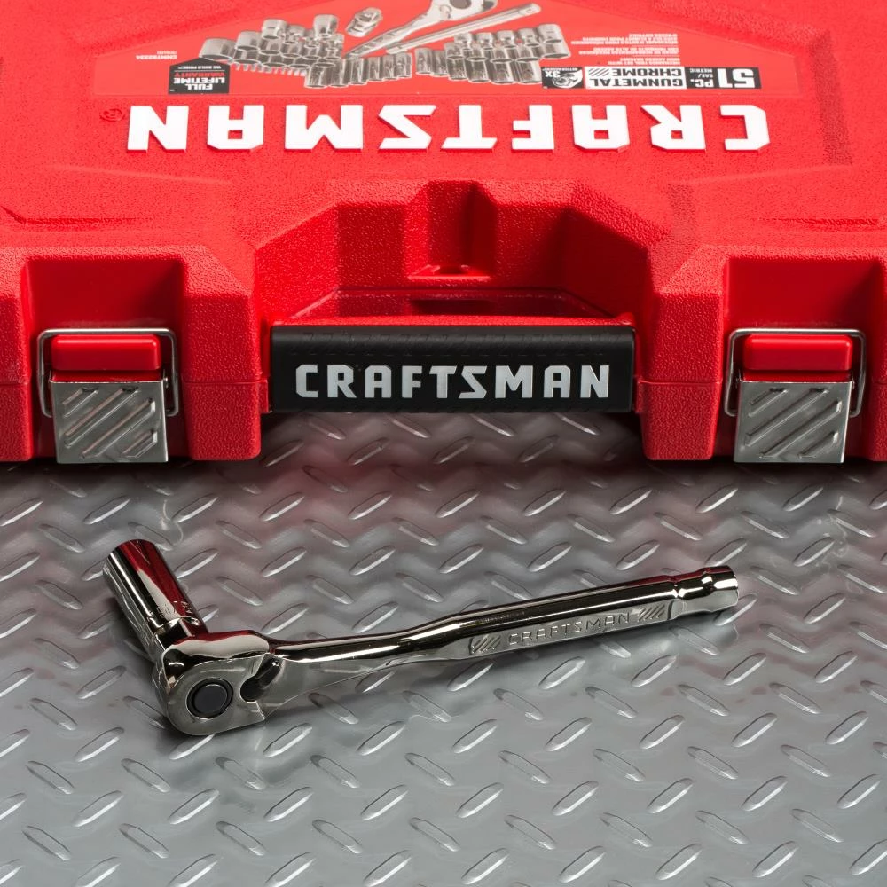 CRAFTSMAN Mechanics Tool Sets 51-Piece Standard (SAE) and Metric Combination Gunmetal Chrome Mechanics Tool Set (3/8-in) 3 CRAFTSMAN Mechanics Tool Sets 51-Piece Standard (SAE) and Metric Combination Gunmetal Chrome Mechanics Tool Set (3/8-in) - Image 3