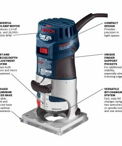 Bosch Routers 1/4-in 1-HP Variable Speed Fixed Corded Router (Tool Only) -Craftsman Sales Shop 09183548