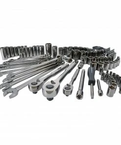 CRAFTSMAN Mechanics Tool Sets 121-Piece Standard (SAE) and Metric Combination Gunmetal Chrome Mechanics Tool Set (1/4-in; 3/8-in)