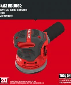 CRAFTSMAN Power Sanders V20 20-Volt Cordless Random Orbital Sander with Dust Management -Craftsman Sales Shop 09224775