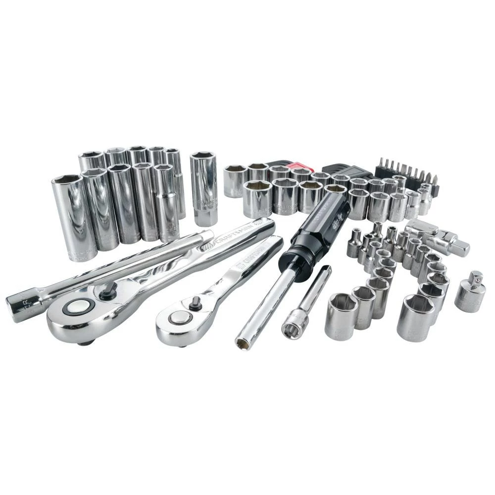 CRAFTSMAN Mechanics Tool Sets 83-Piece Standard (SAE) and Metric Combination Polished Chrome Mechanics Tool Set (1/4-in; 3/8-in) 1 CRAFTSMAN Mechanics Tool Sets 83-Piece Standard (SAE) and Metric Combination Polished Chrome Mechanics Tool Set (1/4-in; 3/8-in)