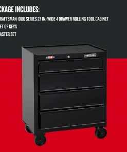 CRAFTSMAN Bottom Tool Cabinets 1000 Series 26.5-in W x 32.5-in H 4-Drawer Steel Rolling Tool Cabinet (Black) -Craftsman Sales Shop 09229713