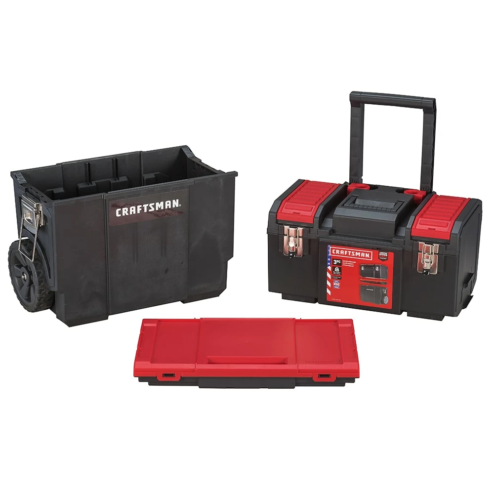 CRAFTSMAN Portable Tool Boxes DIY 19-in Red Plastic Wheels Lockable Tool Box 1 CRAFTSMAN Portable Tool Boxes DIY 19-in Red Plastic Wheels Lockable Tool Box