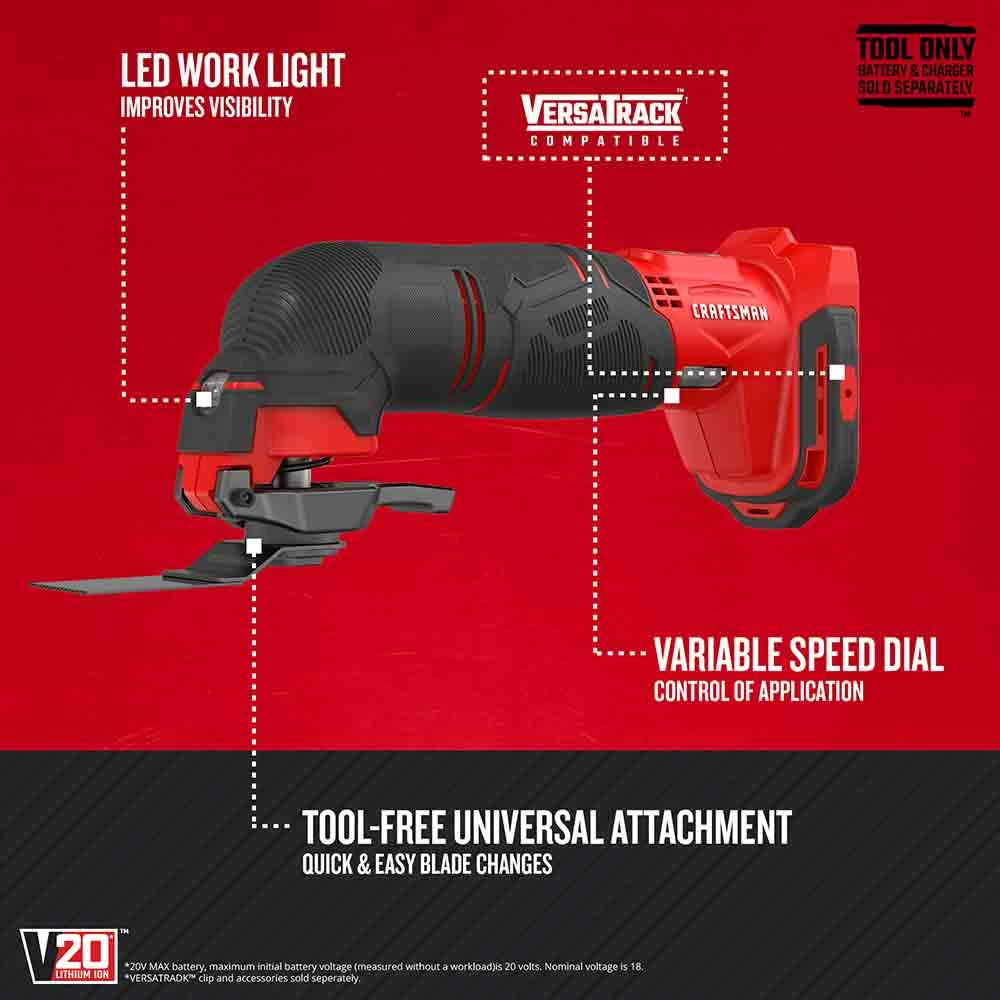 CRAFTSMAN Oscillating Tool Kits V20 12-Piece 20-volt Max Variable Speed Oscillating Multi-Tool Kit 2 CRAFTSMAN Oscillating Tool Kits V20 12-Piece 20-volt Max Variable Speed Oscillating Multi-Tool Kit - Image 2