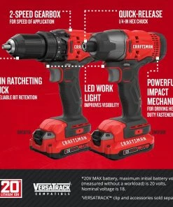 CRAFTSMAN Power Tool Combo Kits V20 2-Tool 20-Volt Max Power Tool Combo Kit with Soft Case (2-Batteries Included and Charger Included) -Craftsman Sales Shop 09651943