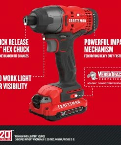 CRAFTSMAN Power Tool Combo Kits V20 4-Tool 20-Volt Max Power Tool Combo Kit with Soft Case (2-Batteries Included and Charger Included) -Craftsman Sales Shop 09653160
