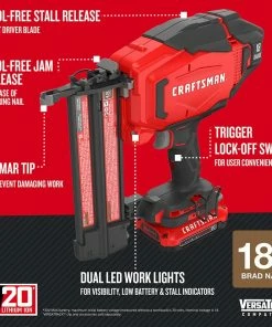CRAFTSMAN Nailers V20 18-Gauge 20-Volt Max Cordless Brad Nailer -Craftsman Sales Shop 09900514