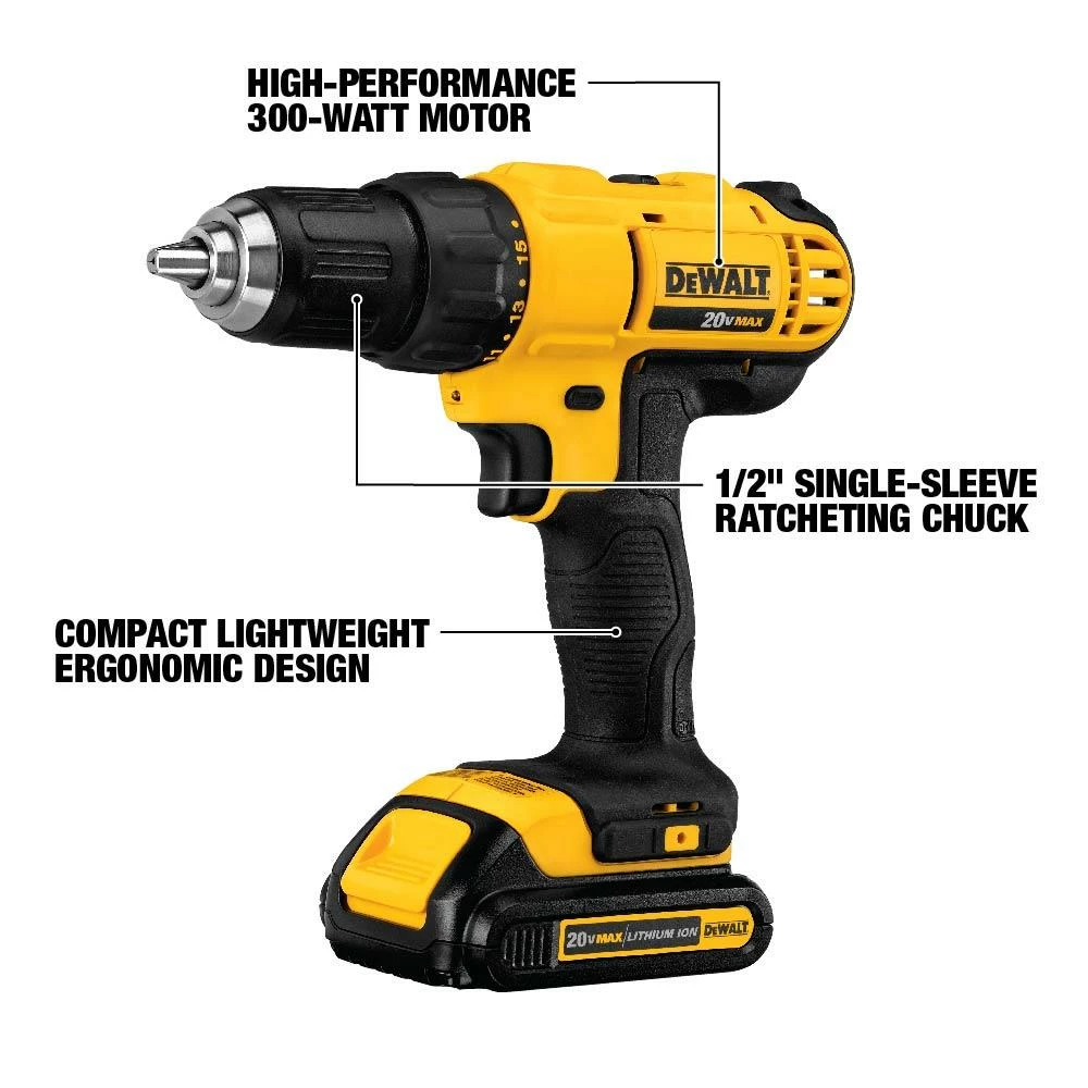 DEWALT Drills 20-volt Max 1/2-in Drill (2-Batteries Included and Charger Included) 3 DEWALT Drills 20-volt Max 1/2-in Drill (2-Batteries Included and Charger Included) - Image 3