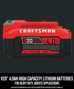 CRAFTSMAN Power Tool Batteries & Chargers V20 20-Volt Max 2-Pack 4 Amp-Hour; 4 Amp-Hour Lithium Power Tool Battery -Craftsman Sales Shop 10145269