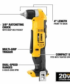 DEWALT Drills 20-volt Max 3/8-in Right Angle Cordless Drill (Tool Only) -Craftsman Sales Shop 10183508