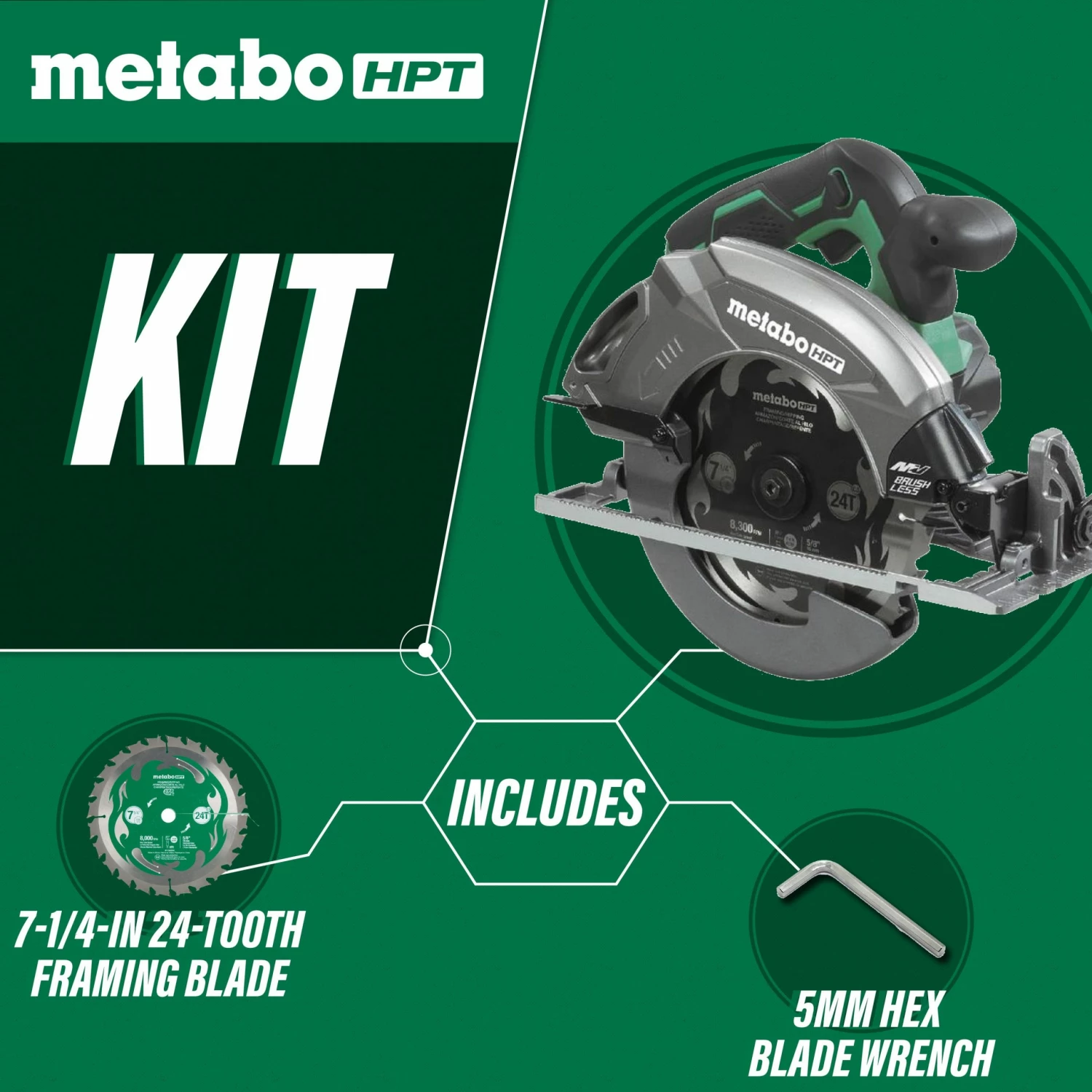 Metabo HPT Circular Saws MultiVolt 36-Volt 7-1/4-in Brushless Hybrid Cordless and Corded Circular Saw 3 Metabo HPT Circular Saws MultiVolt 36-Volt 7-1/4-in Brushless Hybrid Cordless and Corded Circular Saw - Image 3