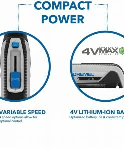 Dremel Rotary Tools Lite 12-Piece Variable Speed Cordless 4-Volt 2-Amp Multipurpose Rotary Tool -Craftsman Sales Shop 11156216 scaled