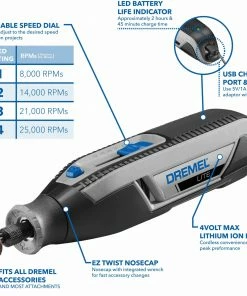 Dremel Rotary Tools Lite 12-Piece Variable Speed Cordless 4-Volt 2-Amp Multipurpose Rotary Tool -Craftsman Sales Shop 11156219 scaled