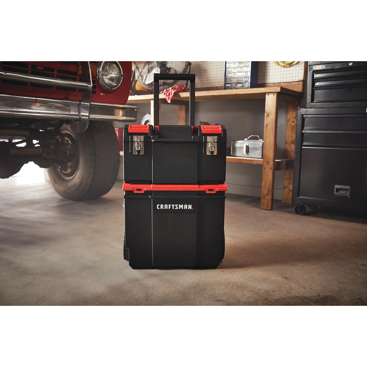 CRAFTSMAN Portable Tool Boxes DIY 19-in Red Plastic Wheels Lockable Tool Box 4 CRAFTSMAN Portable Tool Boxes DIY 19-in Red Plastic Wheels Lockable Tool Box - Image 4