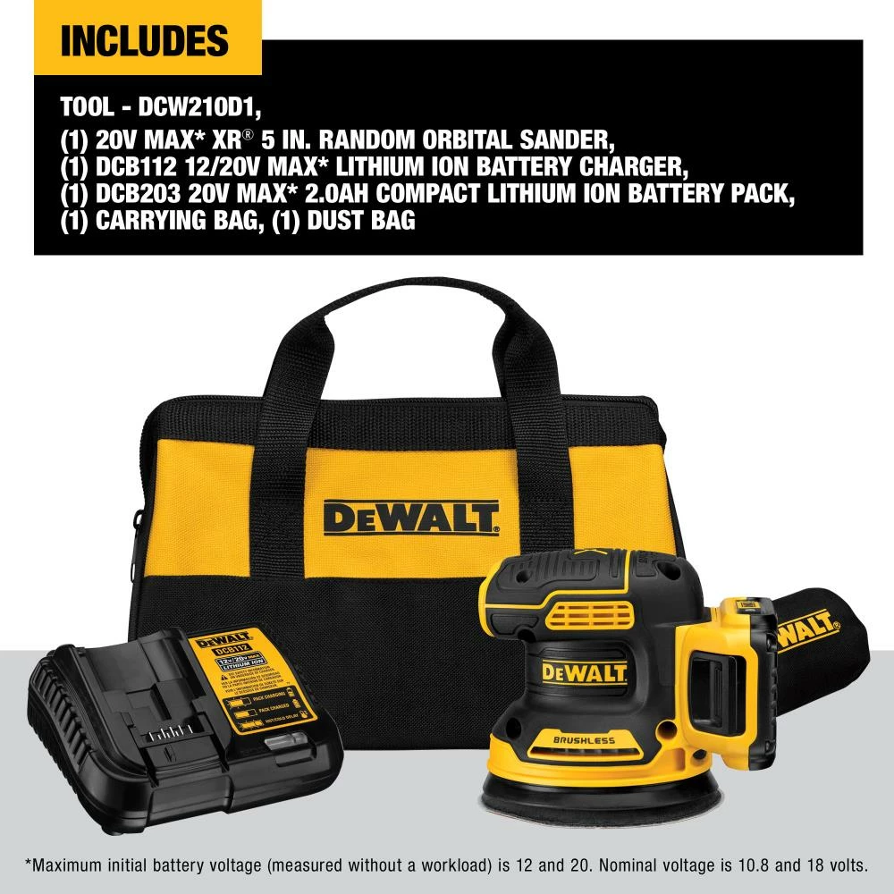 DEWALT Power Sanders 20-Volt Brushless Cordless Variable Speed Random Orbital Sander with Dust Management (Battery Included) 3 DEWALT Power Sanders 20-Volt Brushless Cordless Variable Speed Random Orbital Sander with Dust Management (Battery Included) - Image 3