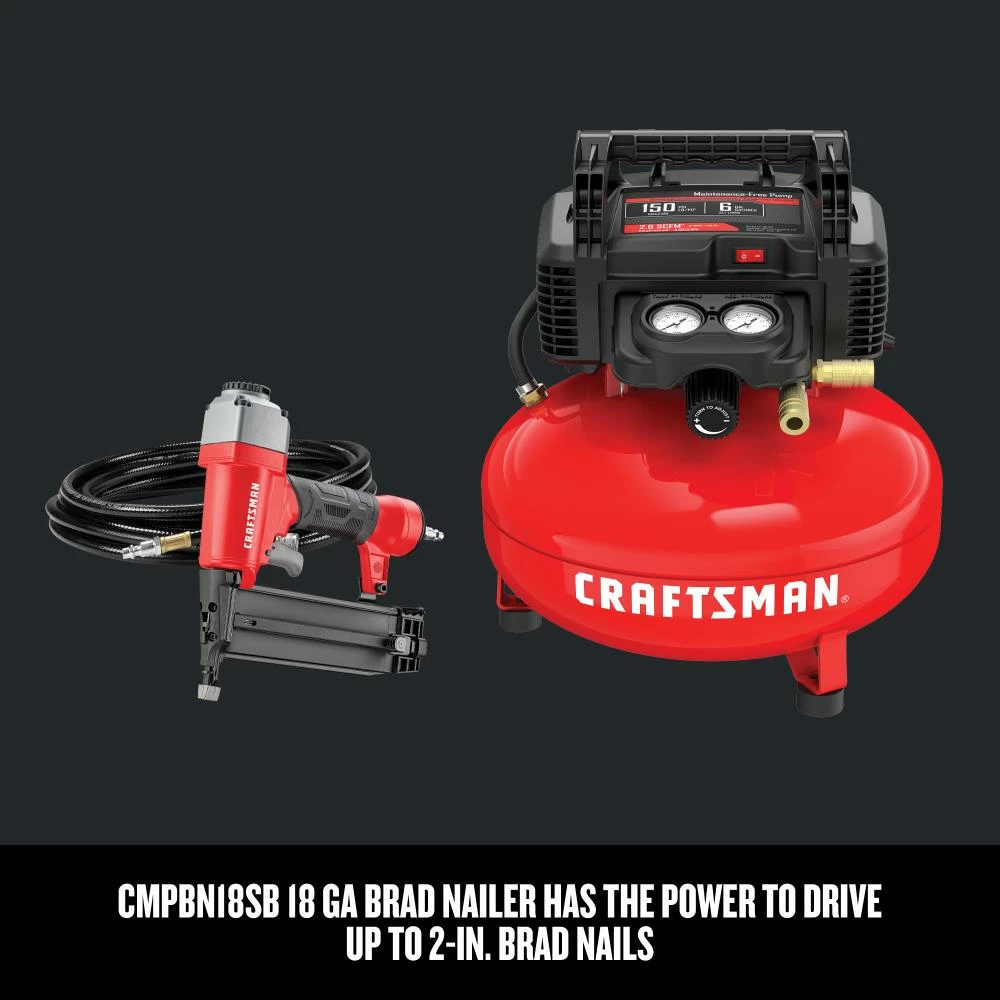 CRAFTSMAN Air Compressors 6-Gallon Single Stage Portable Electric Pancake Air Compressor (1-Tools Included) 5 CRAFTSMAN Air Compressors 6-Gallon Single Stage Portable Electric Pancake Air Compressor (1-Tools Included) - Image 5