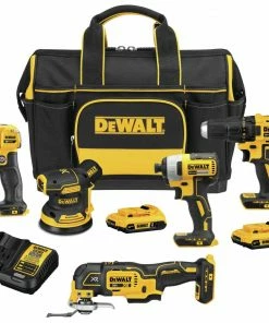 DEWALT Power Tool Combo Kits 5-Tool 20-Volt Max Brushless Power Tool Combo Kit with Soft Case (2-Batteries and charger Included)
