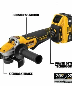 DEWALT Angle Grinders XR POWER DETECT 5-in 20-Volt Max Paddle Switch Brushless Cordless Angle Grinder (1-Battery and charger Included) -Craftsman Sales Shop 14812698