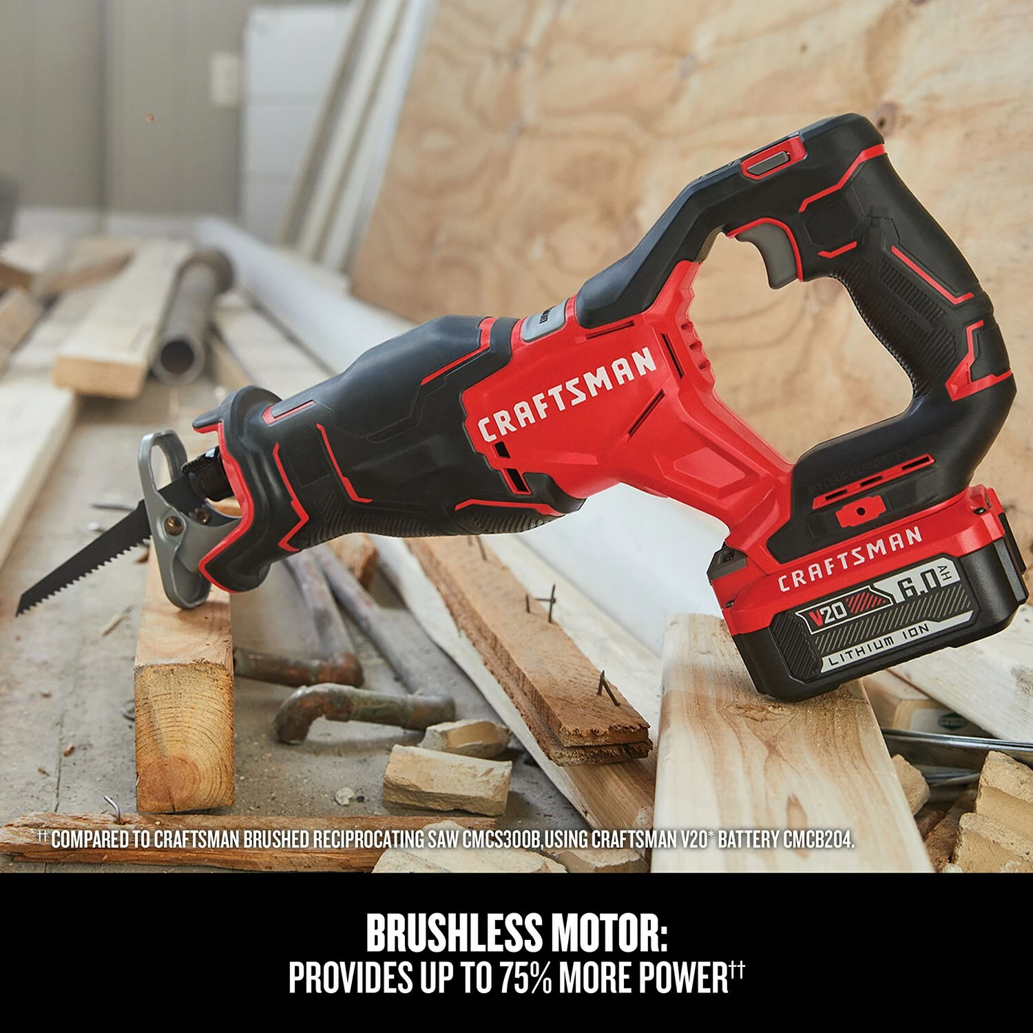 CRAFTSMAN Reciprocating Saws V20 20-volt Max Variable Speed Brushless Cordless Reciprocating Saw (Tool Only) 4 CRAFTSMAN Reciprocating Saws V20 20-volt Max Variable Speed Brushless Cordless Reciprocating Saw (Tool Only) - Image 4