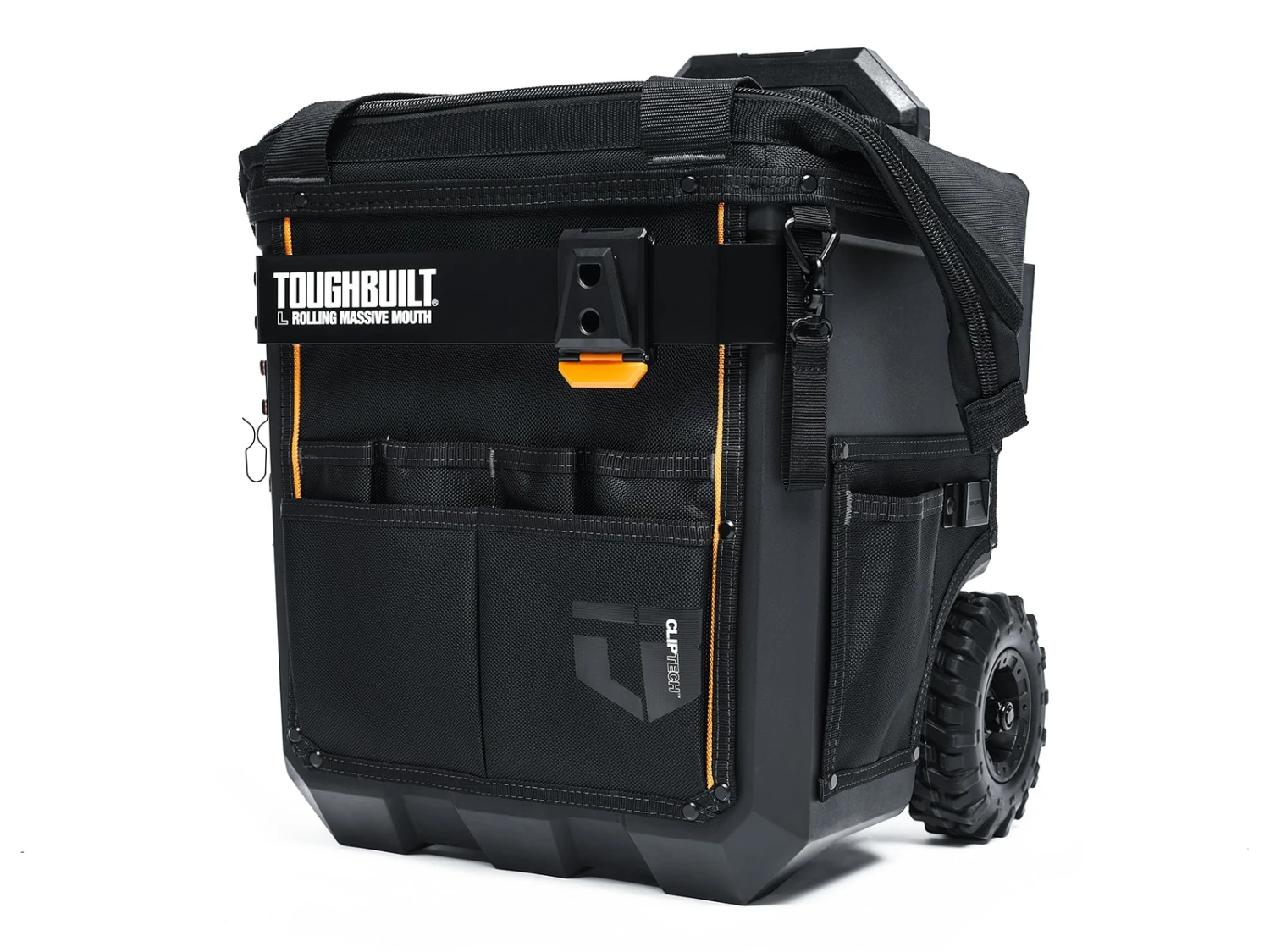 TOUGHBUILT Tool Bags Massive Mouth Hard Bottom Large Black Polyester 14-in Zippered Rolling Tool Bag 1 TOUGHBUILT Tool Bags Massive Mouth Hard Bottom Large Black Polyester 14-in Zippered Rolling Tool Bag