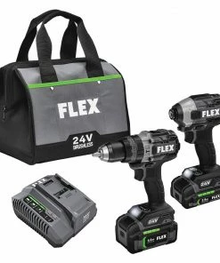 FLEX Power Tool Combo Kits 2-Tool 24-Volt Brushless Power Tool Combo Kit with Soft Case (2-Batteries Included and Charger Included)