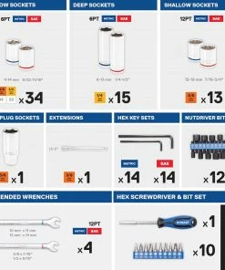 Kobalt Mechanics Tool Sets 129-Piece Standard (SAE) and Metric Combination Polished Chrome Mechanics Tool Set (1/4-in; 3/8-in) -Craftsman Sales Shop 17783414 scaled