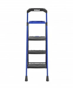 Kobalt Step Stools 3-Step 300-lb Capacity Black Steel Foldable Step Stool