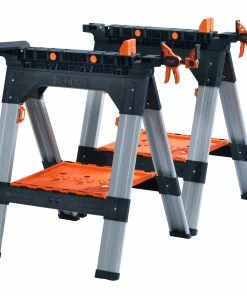 Pony Saw Horses 2-Pack 27-in W x 34.6-in H Steel; Plastic Saw Horse (1200-lb Capacity)