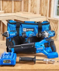 Kobalt Power Tool Combo Kits 4-Tool 24-Volt Max Brushless Power Tool Combo Kit with Soft Case (1-Battery Included and Charger Included) -Craftsman Sales Shop 42096048
