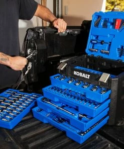 Kobalt Mechanics Tool Sets 250-Piece Standard (SAE) and Metric Combination Polished Chrome Mechanics Tool Set (1/4-in; 3/8-in) -Craftsman Sales Shop 42702387 scaled