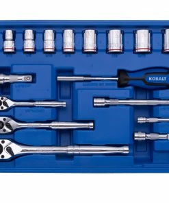 Kobalt Mechanics Tool Sets 250-Piece Standard (SAE) and Metric Combination Polished Chrome Mechanics Tool Set (1/4-in; 3/8-in) -Craftsman Sales Shop 42702389 scaled