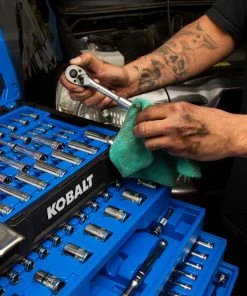 Kobalt Mechanics Tool Sets 250-Piece Standard (SAE) and Metric Combination Polished Chrome Mechanics Tool Set (1/4-in; 3/8-in) -Craftsman Sales Shop 42702397 scaled