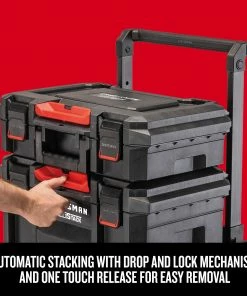 CRAFTSMAN Portable Tool Boxes TradeStack System Tower 22-in Black Plastic Wheels Lockable Tool Box -Craftsman Sales Shop 43569037