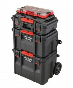 CRAFTSMAN Portable Tool Boxes TradeStack System Tower 22-in Black Plastic Wheels Lockable Tool Box -Craftsman Sales Shop 43569041
