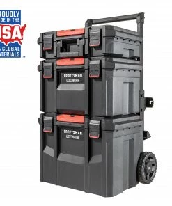 CRAFTSMAN Portable Tool Boxes TradeStack System Tower 22-in Black Plastic Wheels Lockable Tool Box -Craftsman Sales Shop 43569045