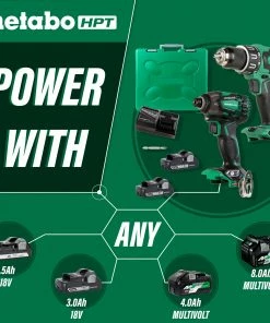 Metabo HPT Power Tool Combo Kits MultiVolt 2-Tool 18-Volt Brushless Power Tool Combo Kit with Hard Case (2-Batteries Included and Charger Included) 12 Metabo HPT Power Tool Combo Kits MultiVolt 2-Tool 18-Volt Brushless Power Tool Combo Kit with Hard Case (2-Batteries Included and Charger Included) -Craftsman Sales Shop 44012860