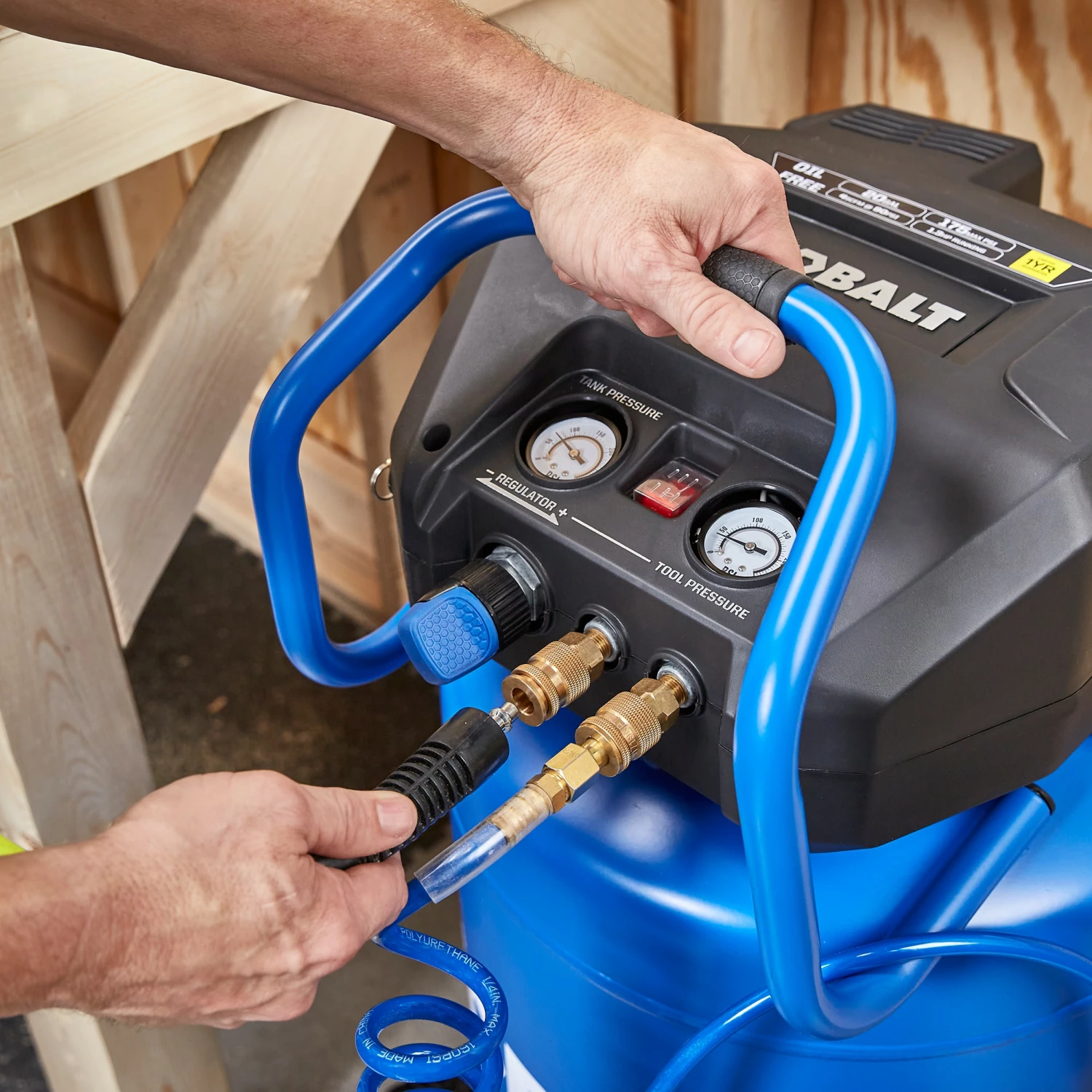 Kobalt Air Compressors 20-Gallon Single Stage Portable Corded Electric Vertical Air Compressor 12 Kobalt Air Compressors 20-Gallon Single Stage Portable Corded Electric Vertical Air Compressor - Image 12