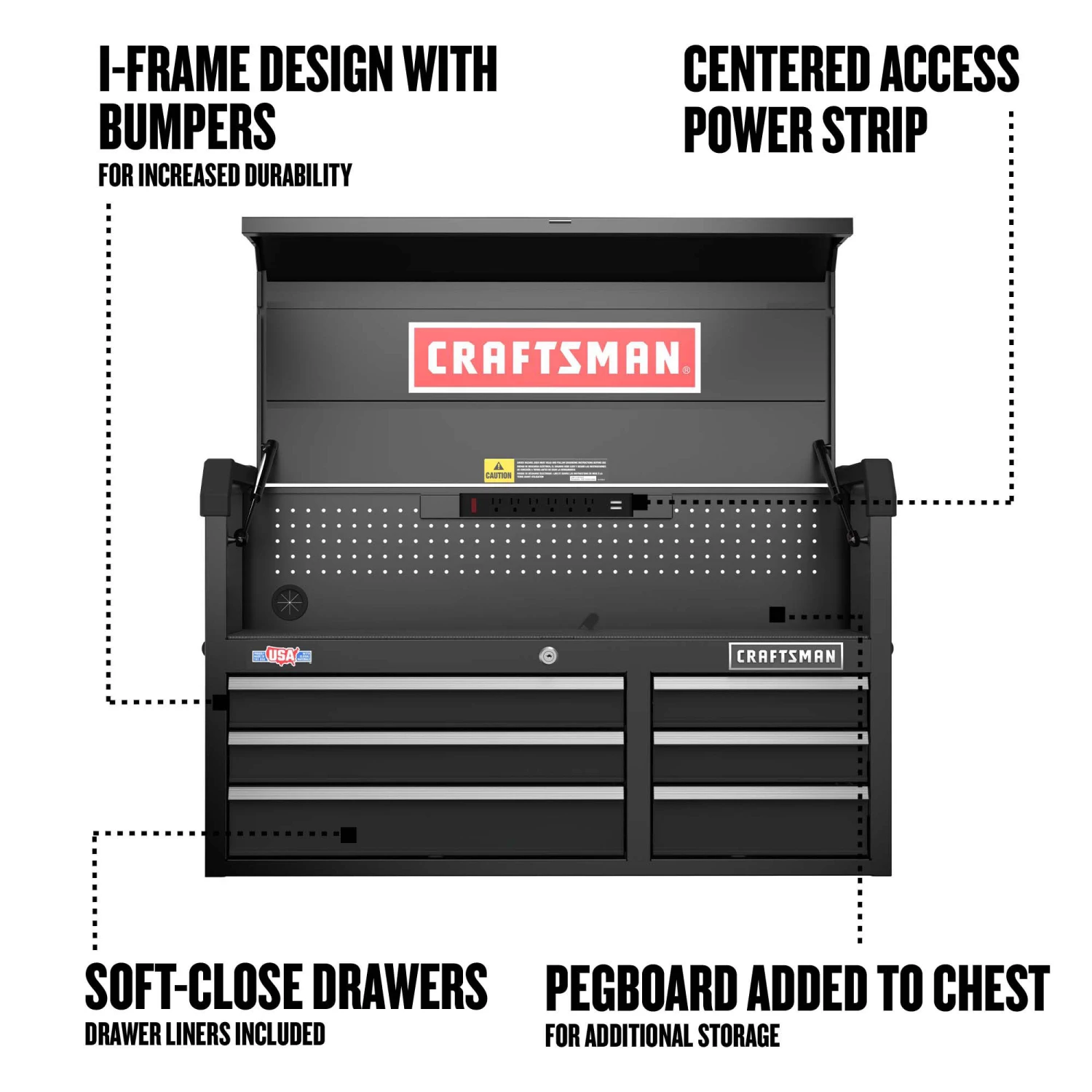 CRAFTSMAN Top Tool Chests 2000 Series 40.5-in W x 24.7-in H 6-Drawer Steel Tool Chest (Black) 2 CRAFTSMAN Top Tool Chests 2000 Series 40.5-in W x 24.7-in H 6-Drawer Steel Tool Chest (Black) - Image 2
