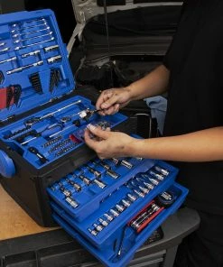 Kobalt Mechanics Tool Sets 243-Piece Standard (SAE) and Metric Combination Polished Chrome Mechanics Tool Set (1/4-in; 3/8-in) -Craftsman Sales Shop 44474240 scaled