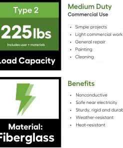 Werner Step Ladders FS200 Fiberglass 4-ft Type 2- 225-lb Capacity Step Ladder -Craftsman Sales Shop 44908596