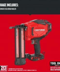 CRAFTSMAN Nailers V20 18-Gauge Cordless Brad Nailer 8 CRAFTSMAN Nailers V20 18-Gauge Cordless Brad Nailer -Craftsman Sales Shop 45371369